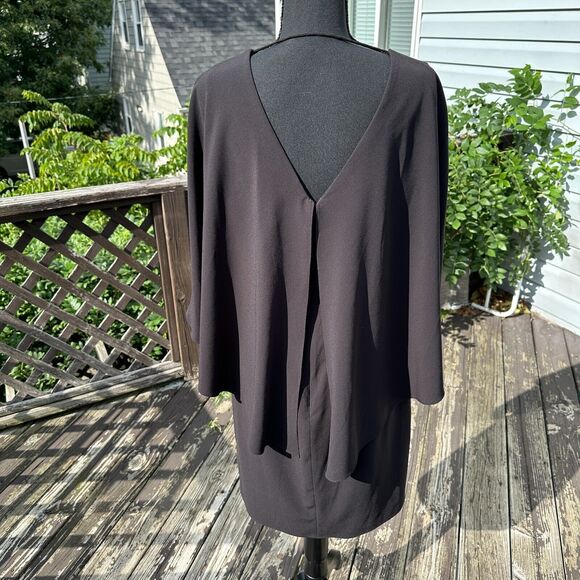 Halston Heritage Dress 10 V-Neck Cocktail Cape Black Event Formal New Year Party - Picture 8 of 15